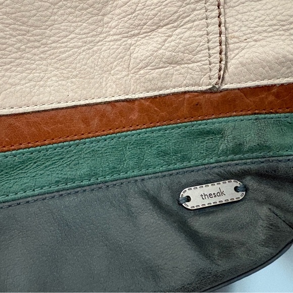 The Sak Landis Multi-Color Leather Tote in Cream, Brown, Green - Picture 6 of 10